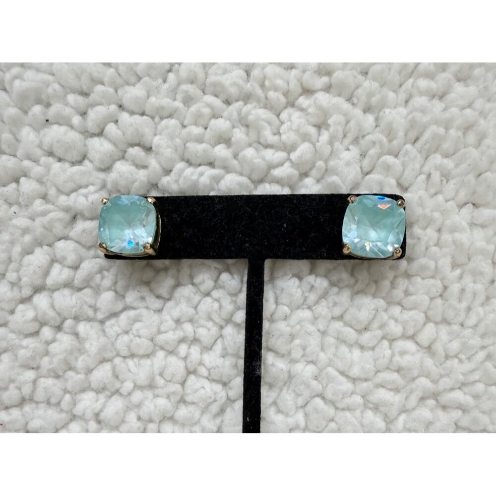 Kate Spade light‑blue cubic zirconia square stud earrings